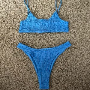 Blue Ribbed Bikini